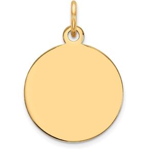 Solid 10K Yellow Gold Plain .013 Gauge Circular Disc Customize Personalize Engravable Charm Pendant Jewelry Gifts For Women or Men (Length 0.74" Width 0.47")