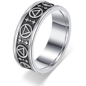 AA Ring Sobriety Ring 925 Sterling Silver Sobriety Gifts Sober Gifts Recovery Gifts Alcoholics Anonymous Gifts Jewelry for Men
