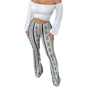 Winioder سراويل نسائية بوهو مضيئة عالية الخصر تمتد جرس أسفل اليوغا السراويل الهبي متوهج طماق 70s واسعة الساق بالازو السراويل in Kuwait