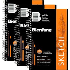 Bienfang Sketch Pad 5.5x8.5 Inch (3-Pack) 100 Sheets of 50lb 81gsm Art Paper, Spiral Bound Sketch Book Drawing Notebook