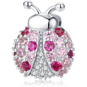 MEETCCY Fashion Jewelry 925 Sterling Silver Reflexions Bracelet for Women Mesh Bracelet Clip Beads & Safe Chain.Birthday for Friends Mothers Wife and Daughters (Ladybug Charms)