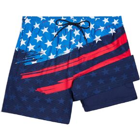 Swim Trunks Quick Dry Board Shorts with Compression Liner 5" Beach Shorts with Zipper Pockets