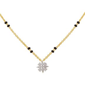 Tarinika Sterling Silver Elegant Mangalsuthra Necklace with Floral Charm Design(Gold-Plated) - Silver Chain Necklace for Women | Perfect for Ethnic Occasions | Indian jewelry sets for women | 1 Year