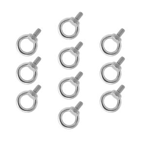 MroMax 10Pcs M10 Lifting Eye Bolts 304 Stainless Steel Male Thread Ring Shaped Metric Eyebolt Fastener for Engineering Lifting Machinery Silver Tone