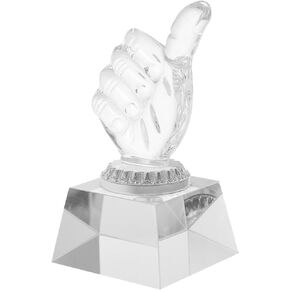 NUOBESTY Crystal Glass Trophy Thumbs up Trophies Award Trophy Statues Hand Gesture Desk Statues Finger Sculpture Teamwork Handshake Trophies Kids Party Favors