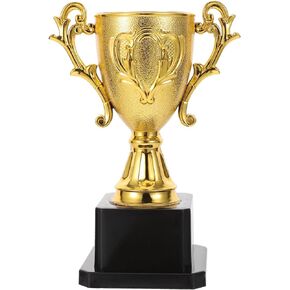Veemoon Gold Award Trophy, Plastic Gold Trophies Competition Prize Cups Mini Trophy Award Reward Trophy Props with Base Desktop Trophy Decor for Sports Competitions Party Favors