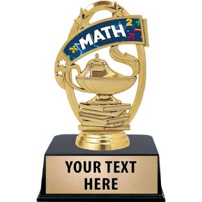 Crown Awards Math Trophies with Custom Engraving, 6" Personalized Mathematics Kids Trophy On Black Base Prime