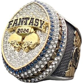 Legacy Rings 2024 Massive Fantasy Football Championship Trophy Ring | Gold Silver Tone Plated Award for Fantasy Football League Winner