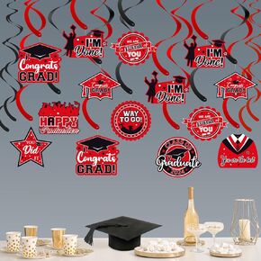 20 Pack Graduation Party Decorations 2024 - Congrats Grad Hanging Decoration, Black Gold Glittery Graduation Hanging Swirls Ceiling Streamers Ornaments for Class of 2024 Graduation Decorations Favors