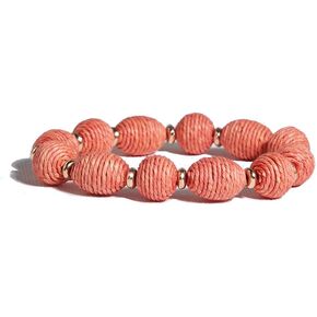 INK + ALLOY Raffia Bracelets for Women, Phoebe Woven Rattan Beaded Stretch Bracelets, Stackable Boho Bangles for Summer, Handmade Jewelry for the Modern Bohemian