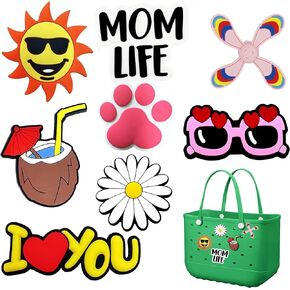 8 PCS Bogg Bag Accessories, Bogg Tote Charms, Beach Party Favors Gifts Compatible with Rubber Beach Bag Tote Handbag Decoration