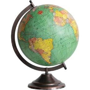 Creative Co-Op Vintage Decorative World Globe on Metal Stand, Multicolor