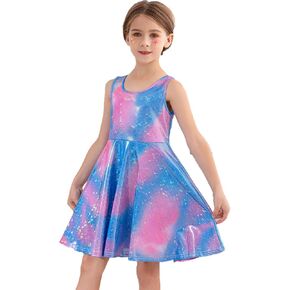 فساتين KISSOURBABY الصيفية للفتيات بدون أكمام متأرجحة متوسطة الطول فستان صيفي كاجوال in Kuwait