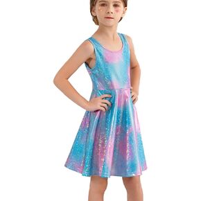 KISSOURBABY Girl's Summer Dresses Sleeveless Swing Midi Casual Sundress