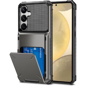 COOYA for Samsung S24 Case Wallet 5 Credit Card Holder Slot Flip Cover Galaxy S24 Wallet Case Back Pocket Dual Layer Protective Hard Shell TPU Rubber Bumper for Samsung Galaxy S24 6.2 Bronze Gunmetal