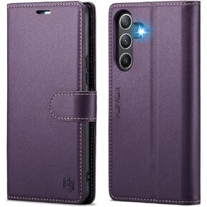 for Samsung Galaxy A25 5G Wallet Case with RFID Blocking Credit Card Holder, PU Leather Folio Flip Kickstand Protective Shockproof Cover Women Men for Samsung A25 Phone Case (Purple)