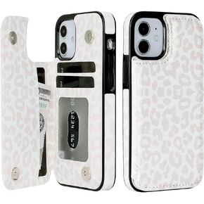 HAOPINSH for iPhone 12 Mini Wallet Case with Card Holder, Floral Flower Pattern Back Flip Folio PU Leather Kickstand Card Slots Case for Women Girls, Double Magnetic Clasp Shockproof Cover 5.4"