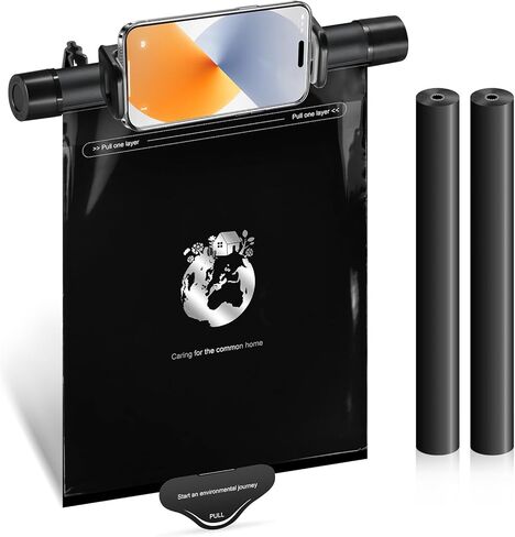 AnTom Car Trash Can,Multipurpose Mobile Phone Stand Trashcan, Car Accessories Hanging Garbage Can,Aluminum Alloy Rotary Storage Trash Bin,Waterproof 40 Attached Trash Bag(Black) in Kuwait