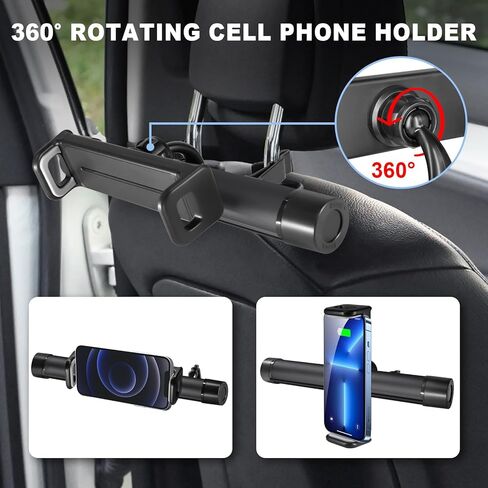 AnTom Car Trash Can,Multipurpose Mobile Phone Stand Trashcan, Car Accessories Hanging Garbage Can,Aluminum Alloy Rotary Storage Trash Bin,Waterproof 40 Attached Trash Bag(Black) in Kuwait