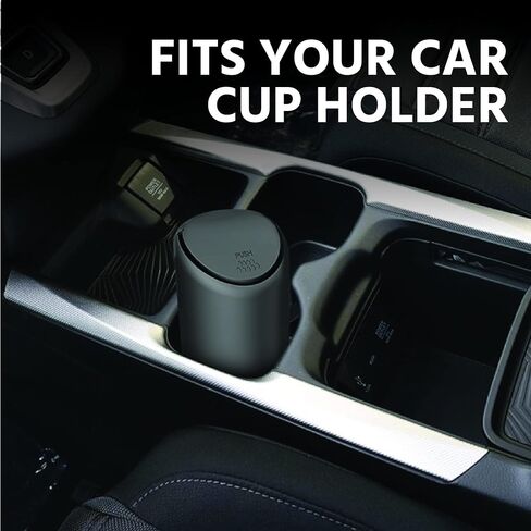 Mini Car Trash Cans with Lid. Leakproof Vehicle Auto Trash Bin. Mini Trash Bin. Automotive Garbage Can for Cars, Home, Office and Home Office. Set of 2. (Black) in Saudi Arabia