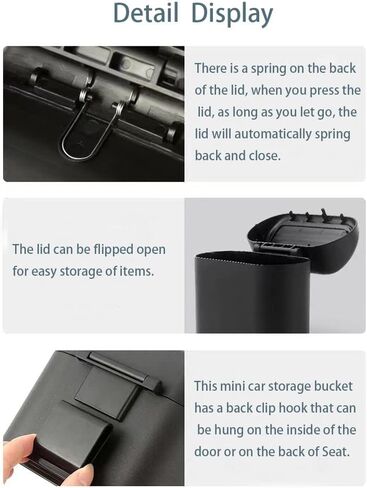 Mini Portable Car Trash Can Car Seat Back Door Hanging Storage Box Multifunctional Car Supplies Capacity 1L (Pink) in Saudi Arabia