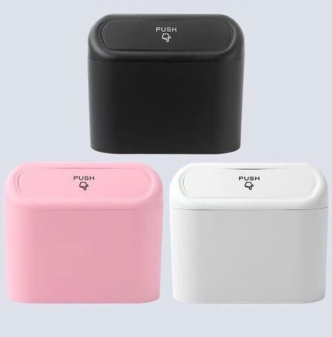 Mini Portable Car Trash Can Car Seat Back Door Hanging Storage Box Multifunctional Car Supplies Capacity 1L (Pink) in Saudi Arabia