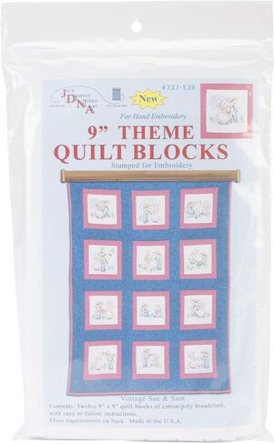 جاك ديمبسي مكعبات لحاف بيضاء مختومة مقاس 9"X9" 12/Pkg-Sunbonnet Sue & Sam in Saudi Arabia