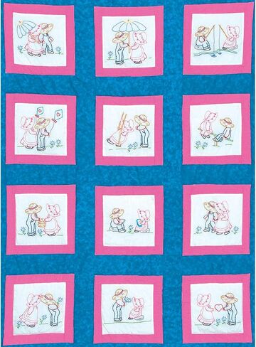 جاك ديمبسي مكعبات لحاف بيضاء مختومة مقاس 9"X9" 12/Pkg-Sunbonnet Sue & Sam in Saudi Arabia