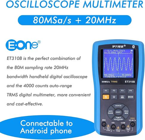 EONE ET310B Bluetooth Oscilloscope Multimeter, Connectable to Android Phone, Handheld Digital Oscilloscopes Kit DSO+DMM, 80M Sampling 20MHz Bandwidth, Auto Waveform Capture in Saudi Arabia