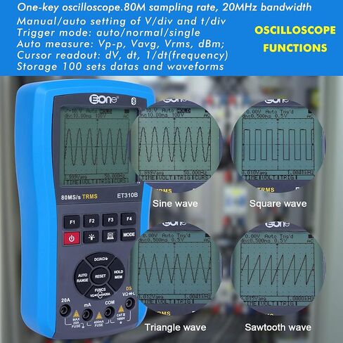 EONE ET310B Bluetooth Oscilloscope Multimeter, Connectable to Android Phone, Handheld Digital Oscilloscopes Kit DSO+DMM, 80M Sampling 20MHz Bandwidth, Auto Waveform Capture in Saudi Arabia