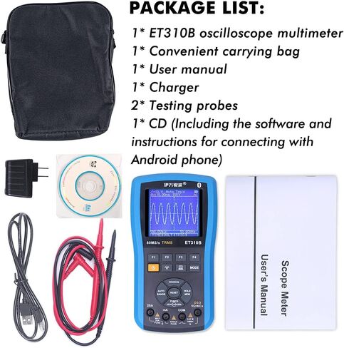 EONE ET310B Bluetooth Oscilloscope Multimeter, Connectable to Android Phone, Handheld Digital Oscilloscopes Kit DSO+DMM, 80M Sampling 20MHz Bandwidth, Auto Waveform Capture in Saudi Arabia
