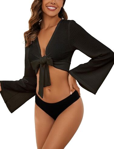 YYA Women's Tie Front Cardigan Shrug Sweater Long Sleeve Knotted Lightweight Short Shawl Top S-XL in Saudi Arabia