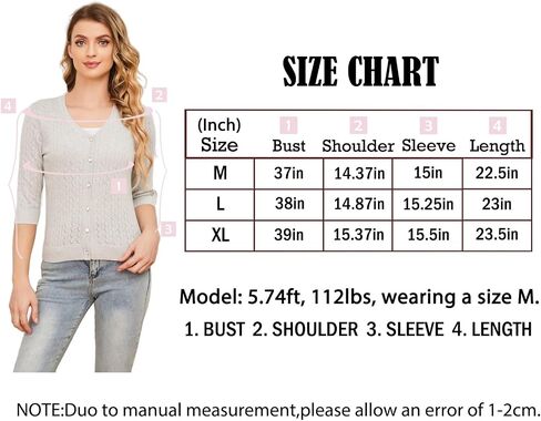 Cotton Cardigan Sweaters for Women: Lightweight Button Down Womens Cardigan 3/4 Sleeve V Neck Hollow Out Cardigan in Saudi Arabia