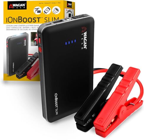 Wagan EL7507 Jump Starter iOnBoost V10 Torque 1000Amp Peak 12V بطارية سيارة ليثيوم محمولة تصل إلى 7.8 لتر V10 أو 6.7 لتر ديزل، حزمة قفز 12 فولت مع ضوء ساطع LED مدمج، معتمد من UL in Saudi Arabia