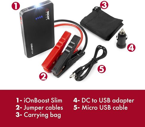 Wagan EL7507 Jump Starter iOnBoost V10 Torque 1000Amp Peak 12V بطارية سيارة ليثيوم محمولة تصل إلى 7.8 لتر V10 أو 6.7 لتر ديزل، حزمة قفز 12 فولت مع ضوء ساطع LED مدمج، معتمد من UL in Saudi Arabia