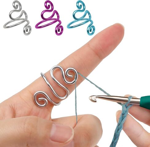 Crochet Tension Ring Handmade Crochet Ring Adjustable Crochet Ring for Finger Crochet Accessories for Crocheters Knitters (Ring Size 7-10)(Purple,7-10) in Saudi Arabia