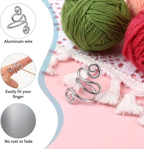Crochet Tension Ring Handmade Crochet Ring Adjustable Crochet Ring for Finger Crochet Accessories for Crocheters Knitters (Ring Size 7-10)(Purple,7-10) in Saudi Arabia