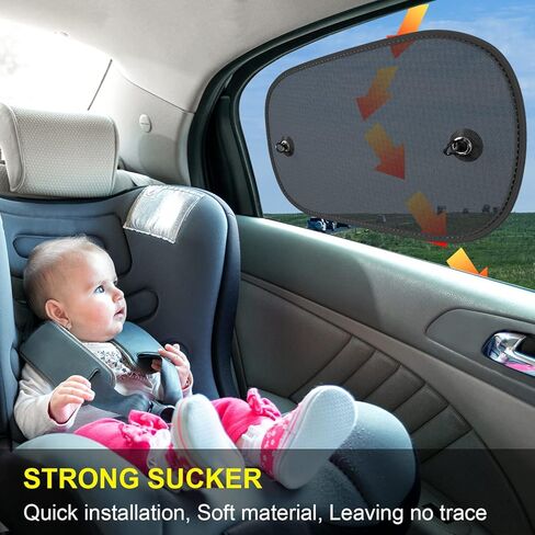 LSTRAGY Car Window Shades for Baby, 2 Pack Car Sun Shade for Baby Kids Pet UV Rays/Sunlight Protection, 20"x12" Universal Car Sun Shades with Suction Cups in Kuwait