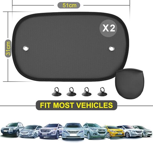 LSTRAGY Car Window Shades for Baby, 2 Pack Car Sun Shade for Baby Kids Pet UV Rays/Sunlight Protection, 20"x12" Universal Car Sun Shades with Suction Cups in Kuwait