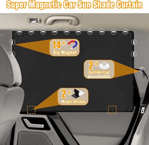 HUANLANG ظلال نافذة السيارة للنافذة الجانبية، ظل شمسي مغناطيسي لستائر خصوصية نافذة السيارة، نافذة السيارة للأطفال الصغار 100% كتلة ضوء للرضاعة الطبيعية، أخذ قيلولة، تغيير الملابس، التخييم (2 قطعة) in Kuwait