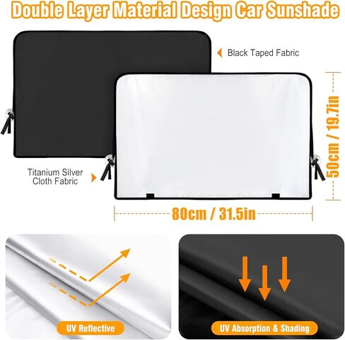 HUANLANG ظلال نافذة السيارة للنافذة الجانبية، ظل شمسي مغناطيسي لستائر خصوصية نافذة السيارة، نافذة السيارة للأطفال الصغار 100% كتلة ضوء للرضاعة الطبيعية، أخذ قيلولة، تغيير الملابس، التخييم (2 قطعة) in Kuwait