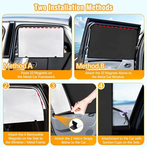 HUANLANG ظلال نافذة السيارة للنافذة الجانبية، ظل شمسي مغناطيسي لستائر خصوصية نافذة السيارة، نافذة السيارة للأطفال الصغار 100% كتلة ضوء للرضاعة الطبيعية، أخذ قيلولة، تغيير الملابس، التخييم (2 قطعة) in Kuwait
