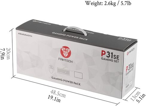 مجموعة لوحة مفاتيح وماوس ألعاب FANTECH P31SE RGB ولوحة ماوس كبيرة، لوحة مفاتيح ميكانيكية سلكية مكونة من 104 مفاتيح ومفتاح أزرق مع مسند للمعصم وماوس ألعاب 10K DPI ولوحة ماوس ألعاب (31.5×12 بوصة) للكمبيوتر الشخصي، أبيض in Kuwait