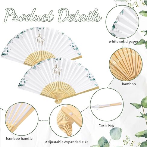 Sintuff 50 Set Baby Shower Folding Handheld Fans with Gift Bags Foldable Bamboo Hand Fan with Organza Bags Decorative Handheld Fan for Baby Shower Party Gift and Home Decoration (Boy) in Saudi Arabia