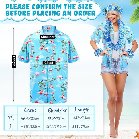 Cozypower 5 Pcs Summer Hawaii Shirts Accessories Set V Neck T Shirt Short Sleeve Luau Flower Leis Necklace Bracelets Headband in Saudi Arabia