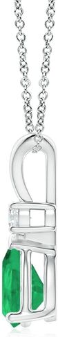 Angara Sterling Silver Emerald Diamond Teardrop Pendant with 18" Chain (6x4mm Pear shape 0.35 cttw. Emerald) in Kuwait