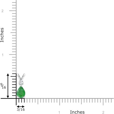Angara Sterling Silver Emerald Diamond Teardrop Pendant with 18" Chain (6x4mm Pear shape 0.35 cttw. Emerald) in Kuwait