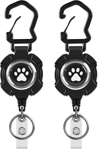 TANOSII Paw Pattern Retractable Badge Holder Retractable ID Badge Reels with Keychain，Badge Clip and Retractable Rope for Doctor Nurse Office Staff 2 Packs with Black Card Holder in Saudi Arabia