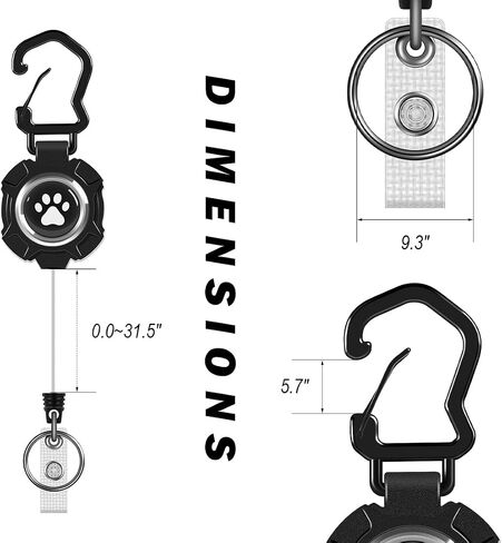 TANOSII Paw Pattern Retractable Badge Holder Retractable ID Badge Reels with Keychain，Badge Clip and Retractable Rope for Doctor Nurse Office Staff 2 Packs with Black Card Holder in Saudi Arabia