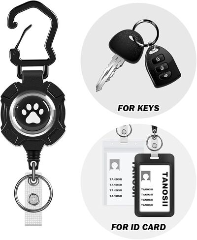 TANOSII Paw Pattern Retractable Badge Holder Retractable ID Badge Reels with Keychain，Badge Clip and Retractable Rope for Doctor Nurse Office Staff 2 Packs with Black Card Holder in Saudi Arabia